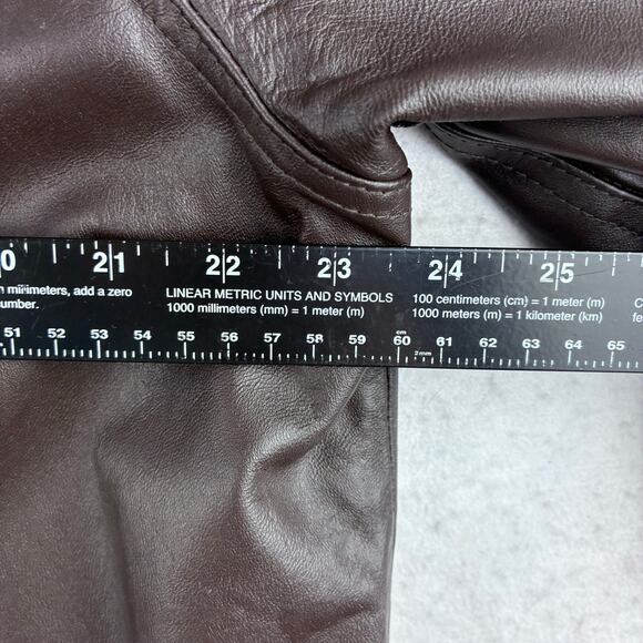 90 Y2K Centigrade Dark Brown Leather Jacket Women 1X Mid Length Satin Lined READ - Picture 15 of 16
